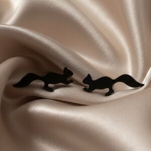3/$15 Black Squirrel Stainless Steel Minimalist Stud Earrings with Backs